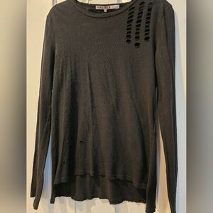 Pam & Gela Black Long Sleeve Top with Cut-Out Design
